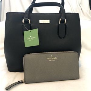 Black Kate Spade New York saffiano leather satchel